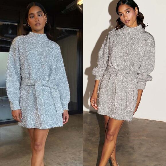 NWT NEVER FULLY DRESSED Lyon Tinsel Belted Mini Dress - Picture 4 of 6